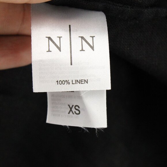 Neu Nomads Linen Shirt Womens XS Black Solid Button Down Oversized 3/4 Sleeve - Picture 7 of 10